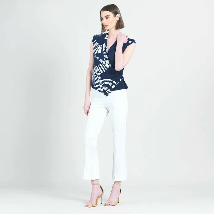 Crossover Faux Wrap Top 8211 Track LineNavy 8211 Final Sale Women Clara Sunwoo Tops Tunics