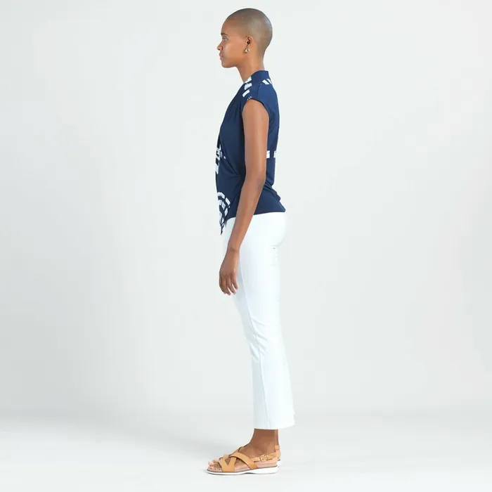 Crossover Faux Wrap Top 8211 Track LineNavy 8211 Final Sale Women Clara Sunwoo Tops Tunics