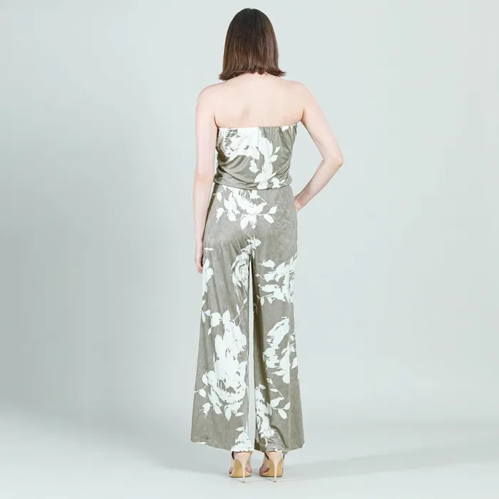 Crush Silk Knit 8211 Tube Top Pocket Jumpsuit 8211 Dreamy FloralTaupe 8211 Final Sale Women Clara Sunwoo Dresses Jumpsuits