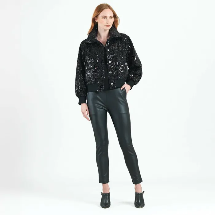Crushed Faux Fur 8211 Shimmer Embellished Bomber Jacket 8211 Black 8211 Limited Edition Women Clara Sunwoo Jackets Cardigans
