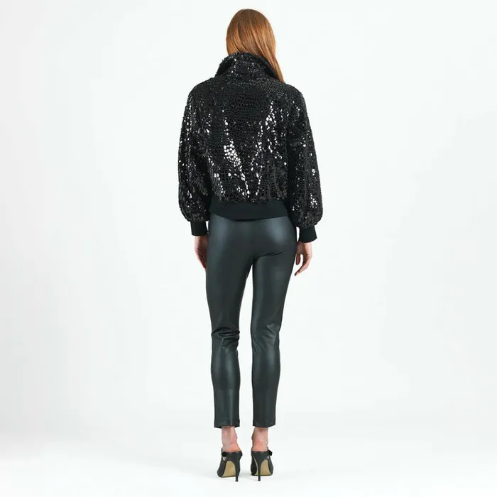 Crushed Faux Fur 8211 Shimmer Embellished Bomber Jacket 8211 Black 8211 Limited Edition Women Clara Sunwoo Jackets Cardigans