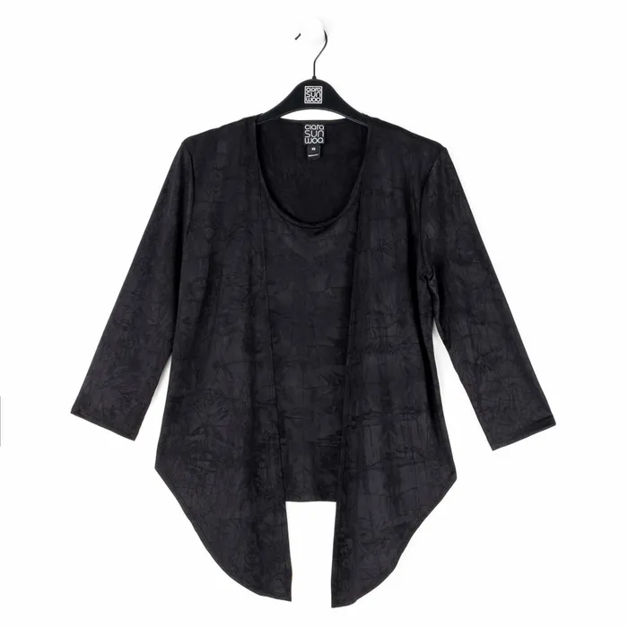 Crushed Silk Knit 8211 Cardigan Tank SkirtPant 3pc Set 8211 Black 8211 Final Sale Women Clara Sunwoo Jackets Cardigans