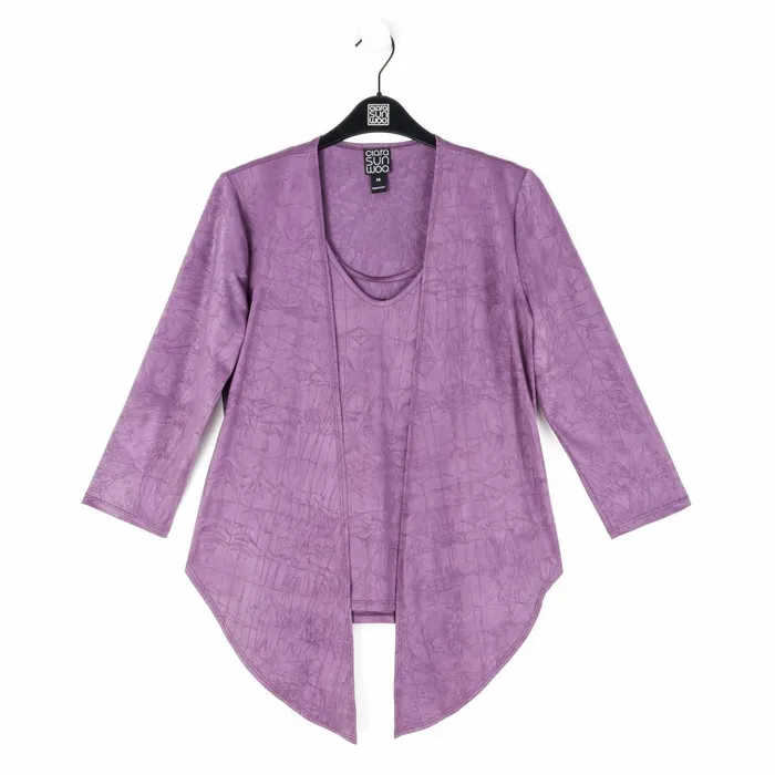 Crushed Silk Knit 8211 Cardigan Tank SkirtPant 3pc Set 8211 Plum 8211 Final Sale Women Clara Sunwoo Jackets Cardigans