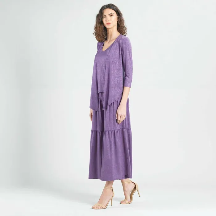 Crushed Silk Knit 8211 Cardigan Tank SkirtPant 3pc Set 8211 Plum 8211 Final Sale Women Clara Sunwoo Jackets Cardigans