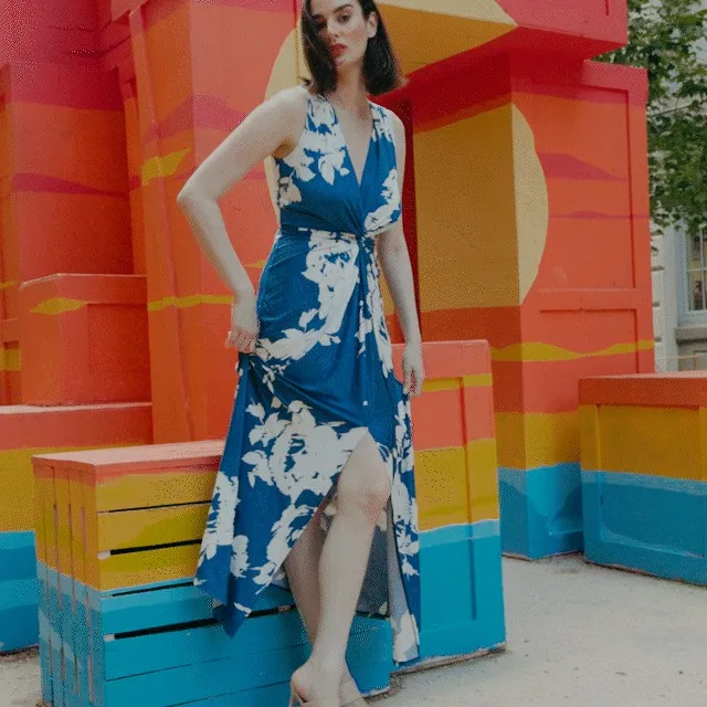 Crushed Silk Knit 8211 Center Slit Maxi Dress 8211 Dreamy Floral 8211 Final Sale Women Clara Sunwoo Dresses Jumpsuits