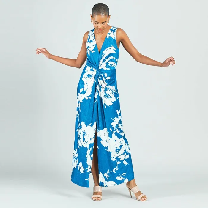 Crushed Silk Knit 8211 Center Slit Maxi Dress 8211 Dreamy Floral 8211 Final Sale Women Clara Sunwoo Dresses Jumpsuits