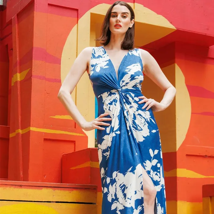 Crushed Silk Knit 8211 Center Slit Maxi Dress 8211 Dreamy Floral 8211 Final Sale Women Clara Sunwoo Dresses Jumpsuits