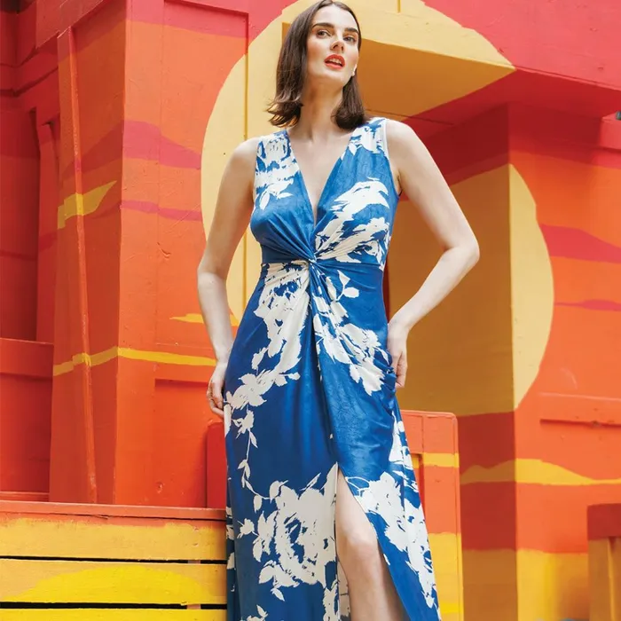 Crushed Silk Knit 8211 Center Slit Maxi Dress 8211 Dreamy Floral 8211 Final Sale Women Clara Sunwoo Dresses Jumpsuits