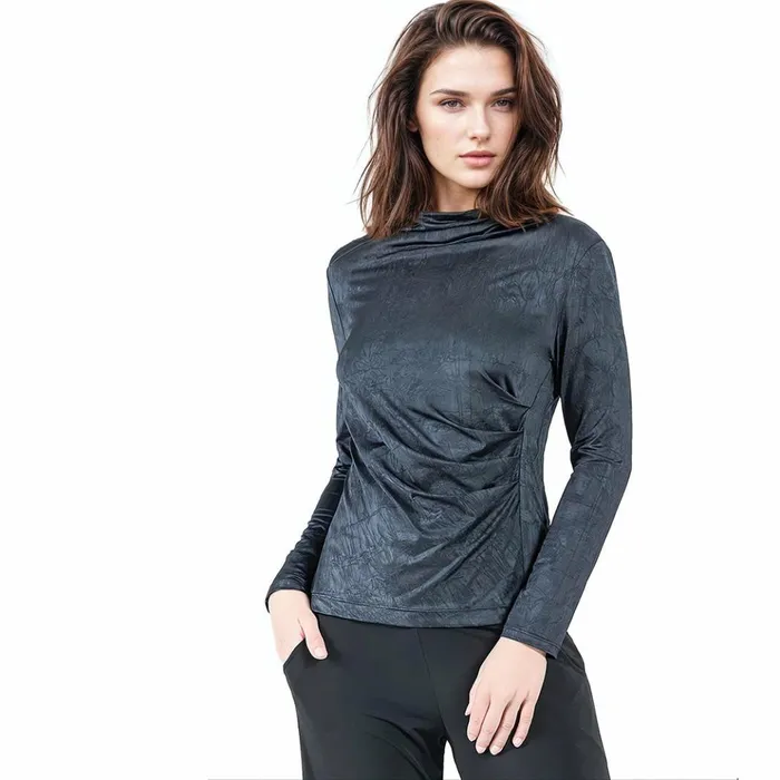 Crushed Silk Knit 8211 Draped Neck Side Ruched Top 8211 Black 8211 Final Sale Women Clara Sunwoo Tops Tunics Crushed Silk Knit 8211 Draped Neck Side Ruched Top 8211 Black 8211 Final Sale Women Clara Sunwoo Tops Tunics