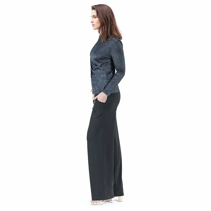 Crushed Silk Knit 8211 Draped Neck Side Ruched Top 8211 Black 8211 Final Sale Women Clara Sunwoo Tops Tunics
