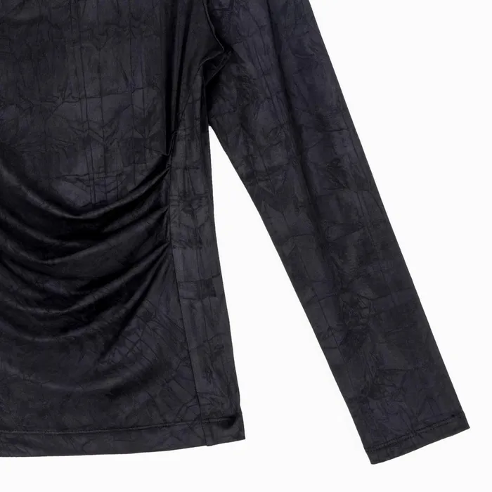 Crushed Silk Knit 8211 Draped Neck Side Ruched Top 8211 Black 8211 Final Sale Women Clara Sunwoo Tops Tunics