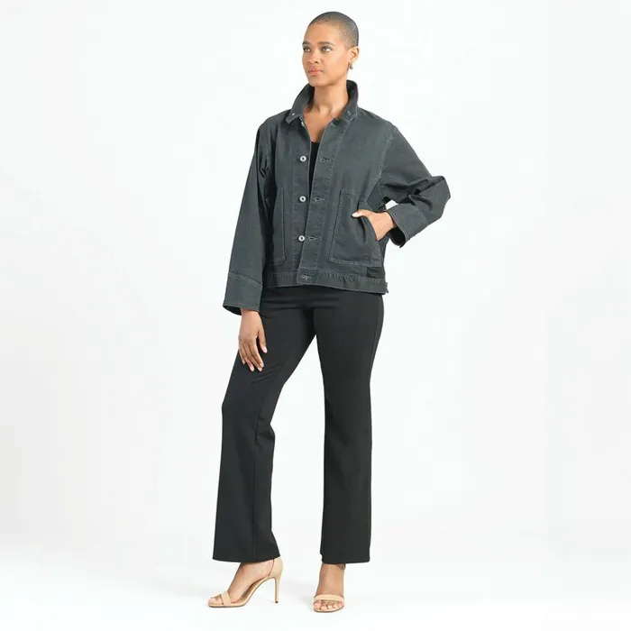 Denim Stretch 8211 Button Closure Pocket Jacket 8211 Black 8211 Final Sale Women Clara Sunwoo Jackets Cardigans