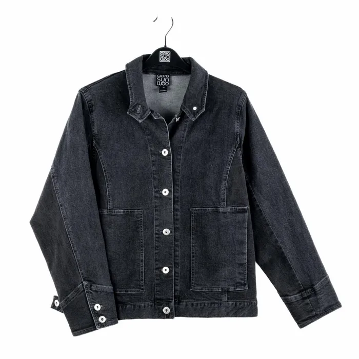 Denim Stretch 8211 Button Closure Pocket Jacket 8211 Black 8211 Final Sale Women Clara Sunwoo Jackets Cardigans