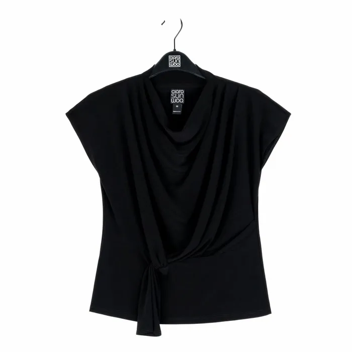 Drape Neck Loop Front Top 8211 Black Women Clara Sunwoo Spring Collection
