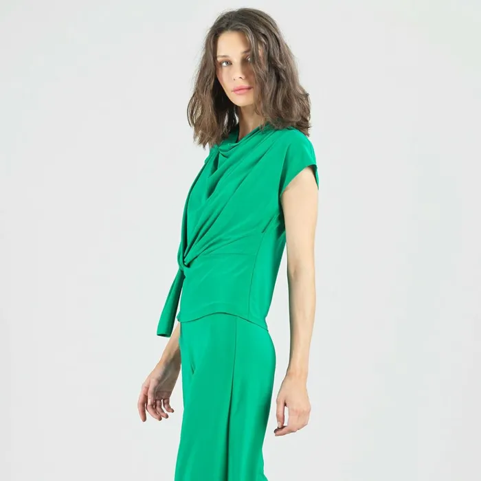 Drape Neck Loop Front Top 8211 Emerald Women Clara Sunwoo Spring Collection
