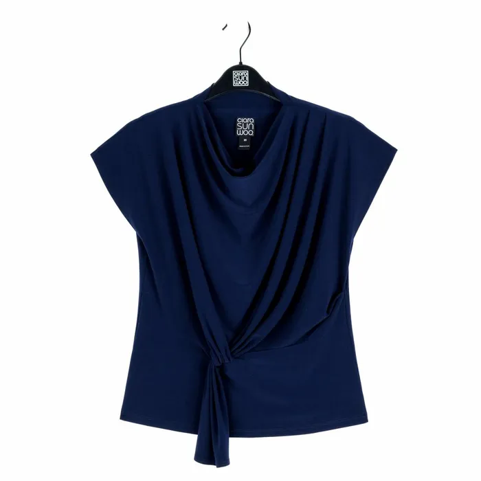 Drape Neck Loop Front Top 8211 Navy Women Clara Sunwoo Spring Collection