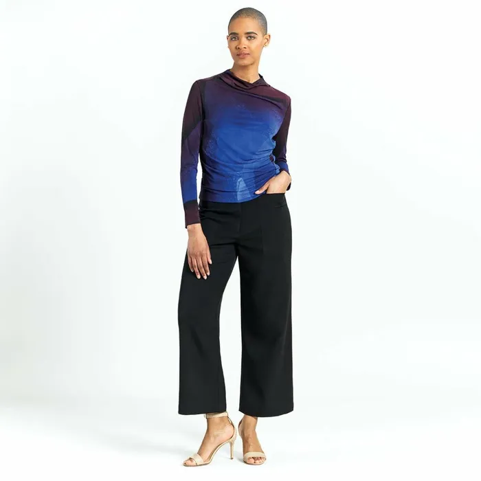 Draped Neck Side Ruched Top 8211 Purple Watercolor 8211 Final Sale Women Clara Sunwoo Tops Tunics Draped Neck Side Ruched Top 8211 Purple Watercolor 8211 Final Sale Women Clara Sunwoo Tops Tunics