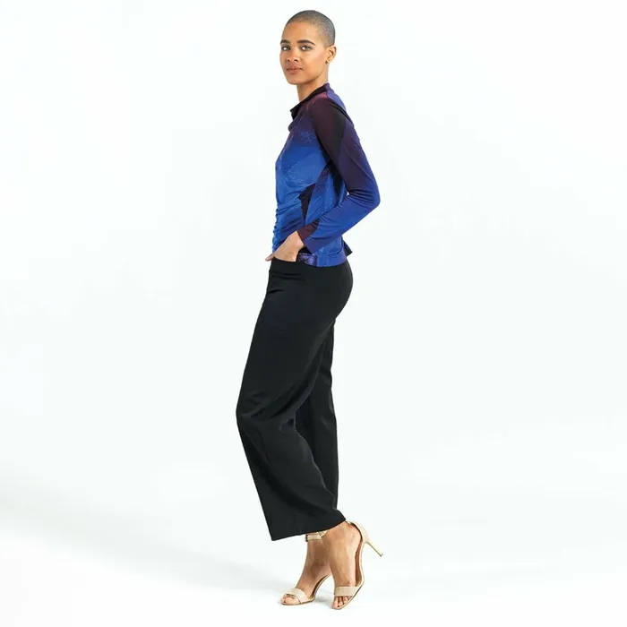 Draped Neck Side Ruched Top 8211 Purple Watercolor 8211 Final Sale Women Clara Sunwoo Tops Tunics