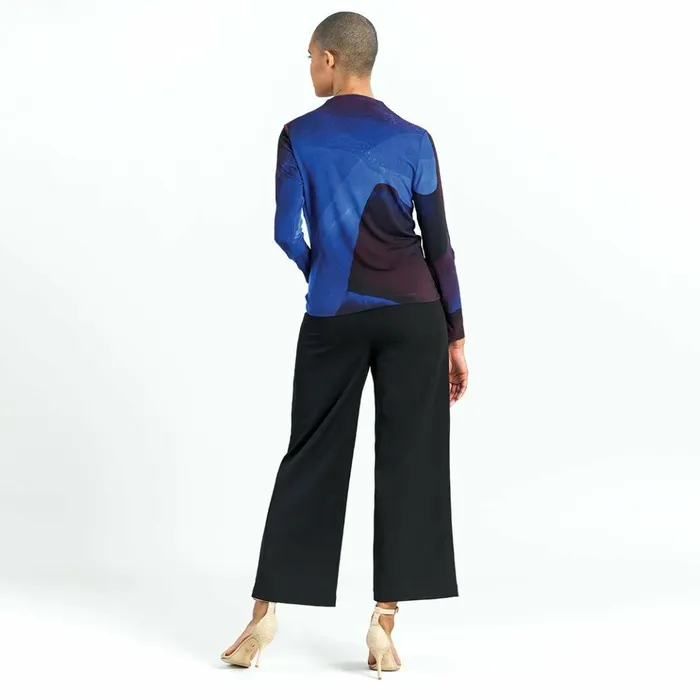 Draped Neck Side Ruched Top 8211 Purple Watercolor 8211 Final Sale Women Clara Sunwoo Tops Tunics