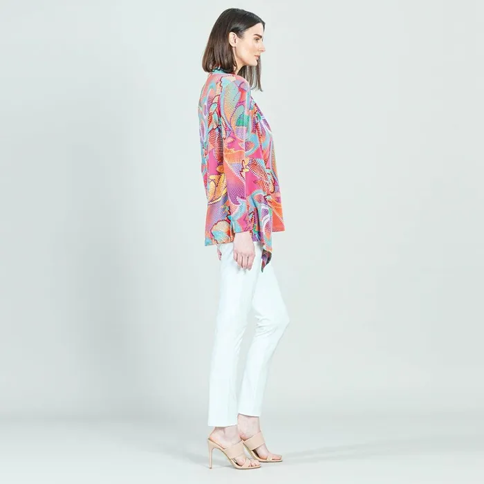 Draped Tunic Cardigan and Tank Twinset 8211 Mosaic Petal 8211 CoralMulti 8211 Final Sale Women Clara Sunwoo Jackets Cardigans
