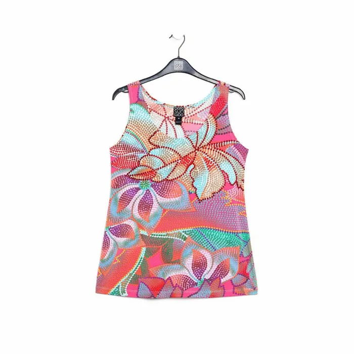 Draped Tunic Cardigan and Tank Twinset 8211 Mosaic Petal 8211 CoralMulti 8211 Final Sale Women Clara Sunwoo Jackets Cardigans