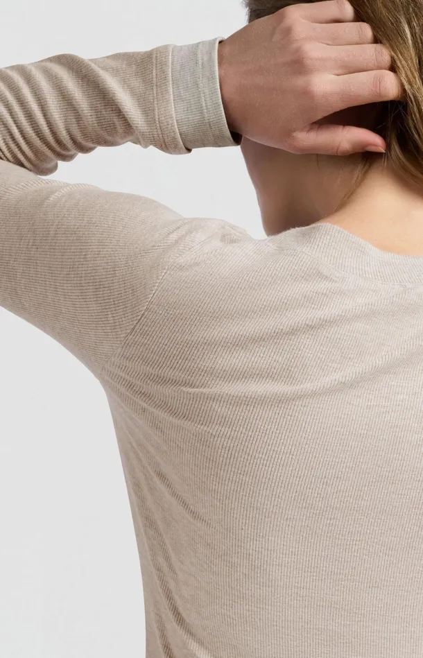 Faux Doublelayered Top With Contrasting Trim Details Feather Melange Women YAYA Tops Faux Doublelayered Top With Contrasting Trim Details Feather Melange Women YAYA Tops