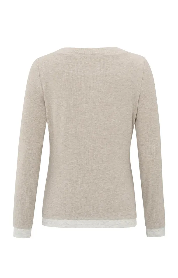 Faux Doublelayered Top With Contrasting Trim Details Feather Melange Women YAYA Tops Faux Doublelayered Top With Contrasting Trim Details Feather Melange Women YAYA Tops