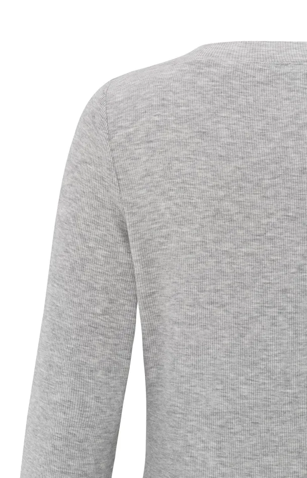 Faux Doublelayered Top With Contrasting Trim Details Medium Grey Melange Women YAYA Tops Faux Doublelayered Top With Contrasting Trim Details Medium Grey Melange Women YAYA Tops