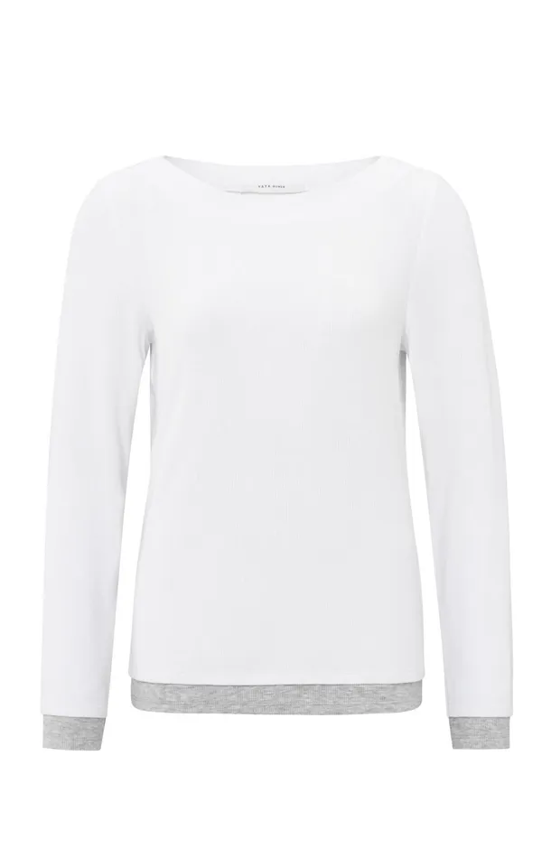Faux Doublelayered Top With Contrasting Trim Details Pure White Women YAYA Tops Faux Doublelayered Top With Contrasting Trim Details Pure White Women YAYA Tops