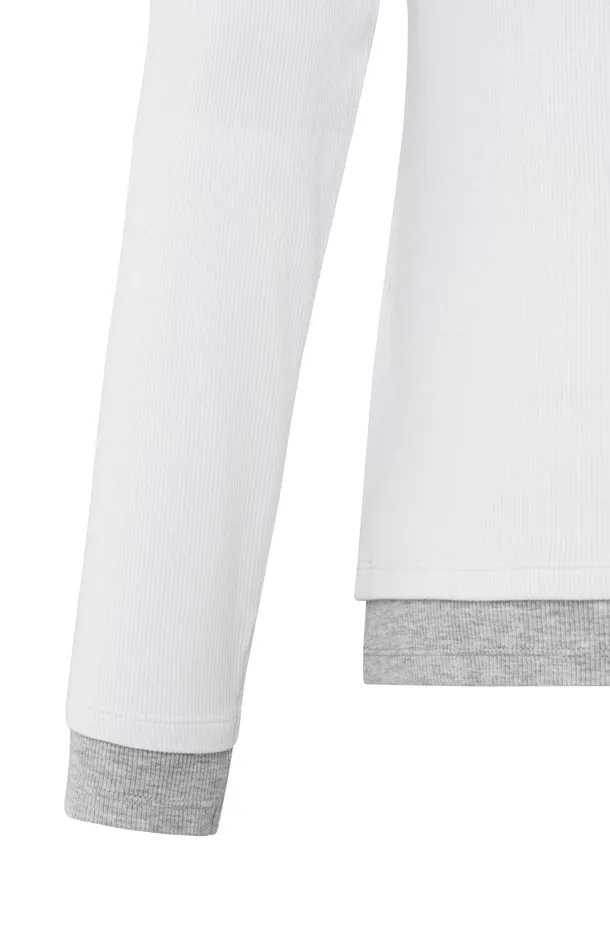 Faux Doublelayered Top With Contrasting Trim Details Pure White Women YAYA Tops Faux Doublelayered Top With Contrasting Trim Details Pure White Women YAYA Tops