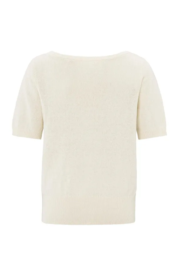 Fine Knit Sweater With Boat Neckline And Short Sleeves Nature Melange Women YAYA Sweaters Fine Knit Sweater With Boat Neckline And Short Sleeves Nature Melange Women YAYA Sweaters
