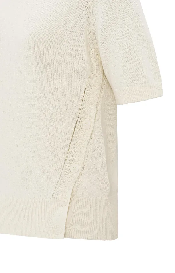 Fine Knit Sweater With Boat Neckline And Short Sleeves Nature Melange Women YAYA Sweaters Fine Knit Sweater With Boat Neckline And Short Sleeves Nature Melange Women YAYA Sweaters