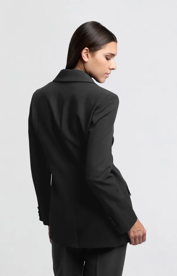 Fitted Blazer With Asymmetrical Closure And Front Pockets Black Women YAYA Blazers Fitted Blazer With Asymmetrical Closure And Front Pockets Black Women YAYA Blazers