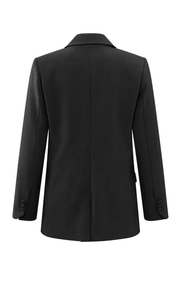 Fitted Blazer With Asymmetrical Closure And Front Pockets Black Women YAYA Blazers Fitted Blazer With Asymmetrical Closure And Front Pockets Black Women YAYA Blazers