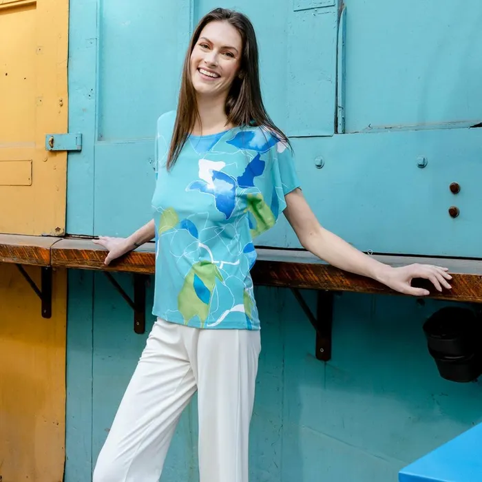 Floral Sketch Caftan Flutter Sleeve Top 8211 TurquoiseLemon 8211 Final Sale Women Clara Sunwoo Tops Tunics Floral Sketch Caftan Flutter Sleeve Top 8211 TurquoiseLemon 8211 Final Sale Women Clara Sunwoo Tops Tunics