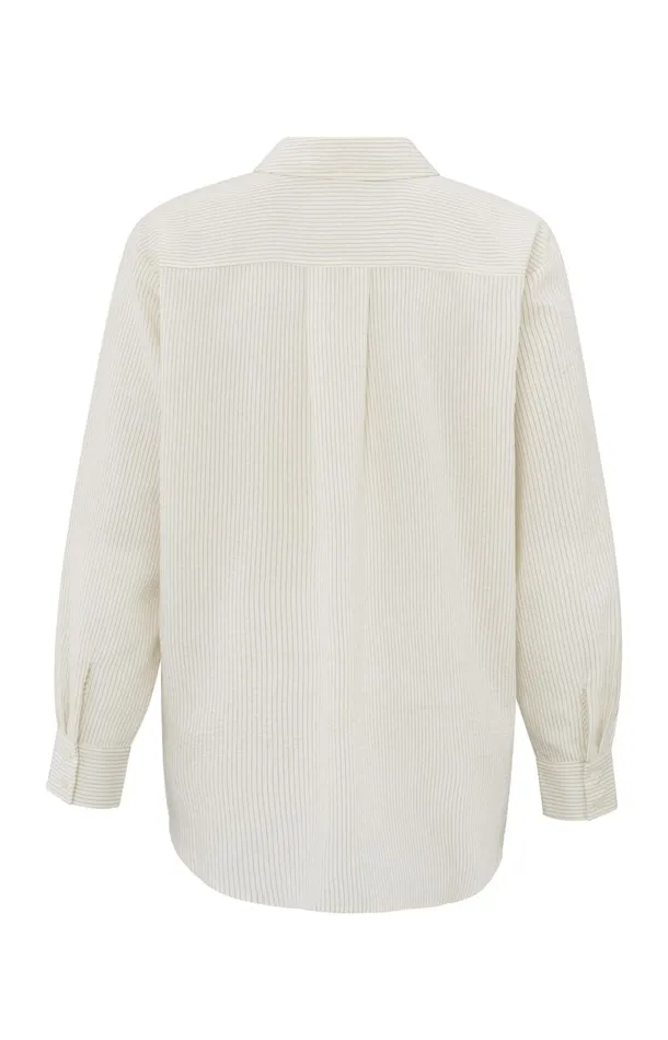 Flowy Pinstripe Blouse With Relaxed Fit Bistre Brown Dessin Women YAYA Blouses Flowy Pinstripe Blouse With Relaxed Fit Bistre Brown Dessin Women YAYA Blouses