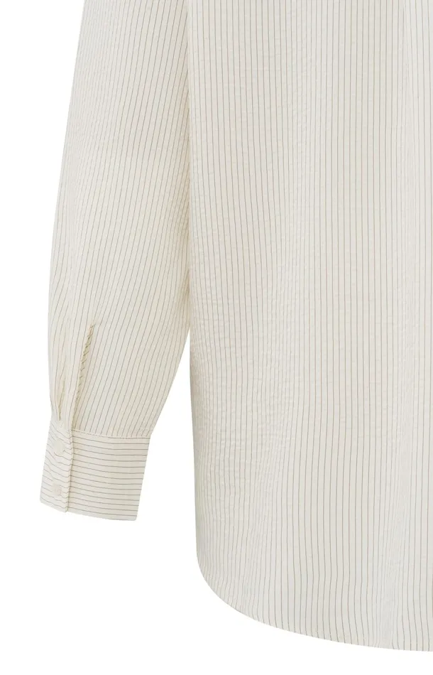 Flowy Pinstripe Blouse With Relaxed Fit Bistre Brown Dessin Women YAYA Blouses Flowy Pinstripe Blouse With Relaxed Fit Bistre Brown Dessin Women YAYA Blouses