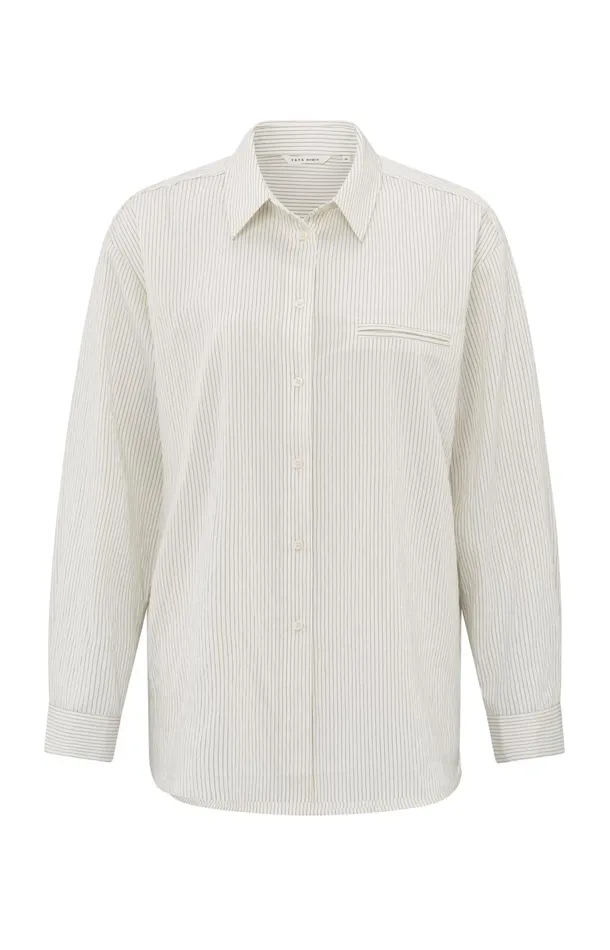 Flowy Pinstripe Blouse With Relaxed Fit Phantom Dessin Women YAYA Blouses Flowy Pinstripe Blouse With Relaxed Fit Phantom Dessin Women YAYA Blouses