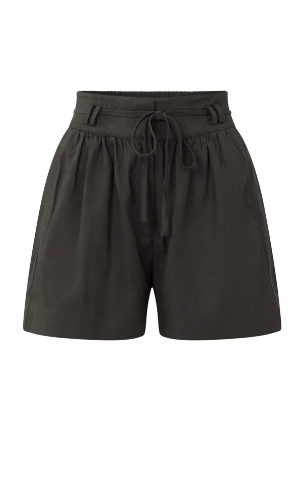 Flowy Short With High Waist Cord Pockets And Zip Fly Licorice Black Women YAYA Shorts Flowy Short With High Waist Cord Pockets And Zip Fly Licorice Black Women YAYA Shorts