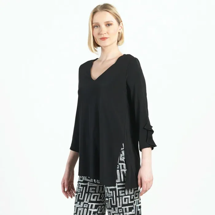 Flutter Cuff Side Vent Tunic 8211 Black 8211 Final Sale Women Clara Sunwoo Tops Tunics
