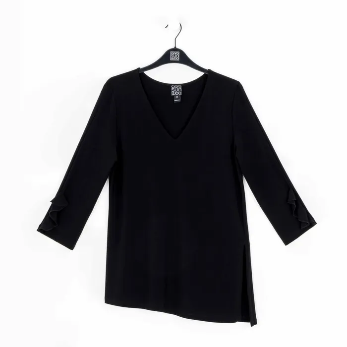 Flutter Cuff Side Vent Tunic 8211 Black 8211 Final Sale Women Clara Sunwoo Tops Tunics