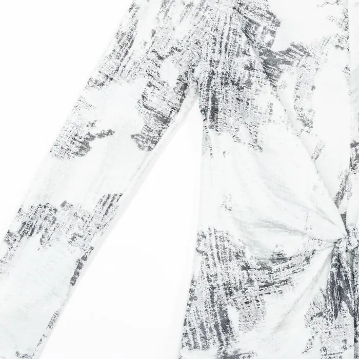 Foil Knit 8211 Center Front Tie Top 8211 Abstract Marble 8211 Final Sale Women Clara Sunwoo Tops Tunics