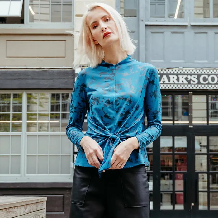 Foil Knit 8211 Center Front Tie Top 8211 Abstract Splatter 8211 Final Sale Women Clara Sunwoo Tops Tunics Foil Knit 8211 Center Front Tie Top 8211 Abstract Splatter 8211 Final Sale Women Clara Sunwoo Tops Tunics
