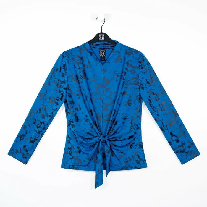 Foil Knit 8211 Center Front Tie Top 8211 Abstract Splatter 8211 Final Sale Women Clara Sunwoo Tops Tunics