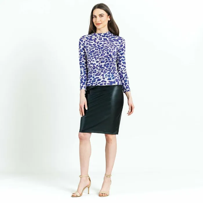 Foil Knit 8211 Draped Neck Side Ruched Top 8211 Plum Cheetah 8211 Final Sale Women Clara Sunwoo Tops Tunics Foil Knit 8211 Draped Neck Side Ruched Top 8211 Plum Cheetah 8211 Final Sale Women Clara Sunwoo Tops Tunics