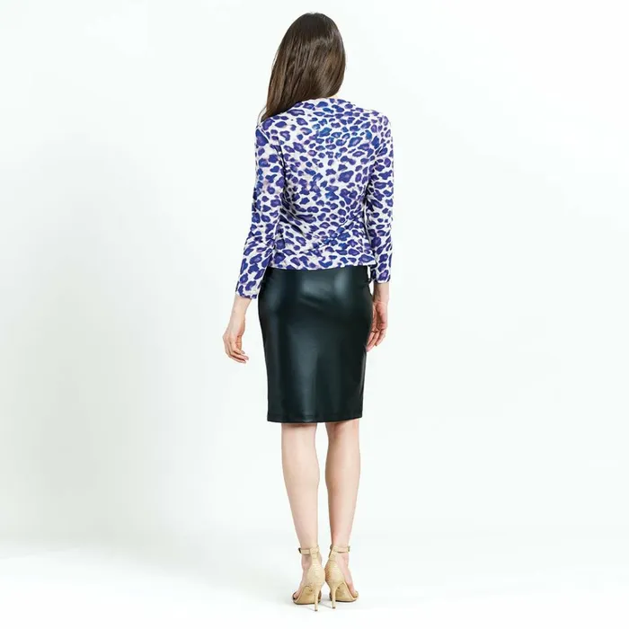 Foil Knit 8211 Draped Neck Side Ruched Top 8211 Plum Cheetah 8211 Final Sale Women Clara Sunwoo Tops Tunics