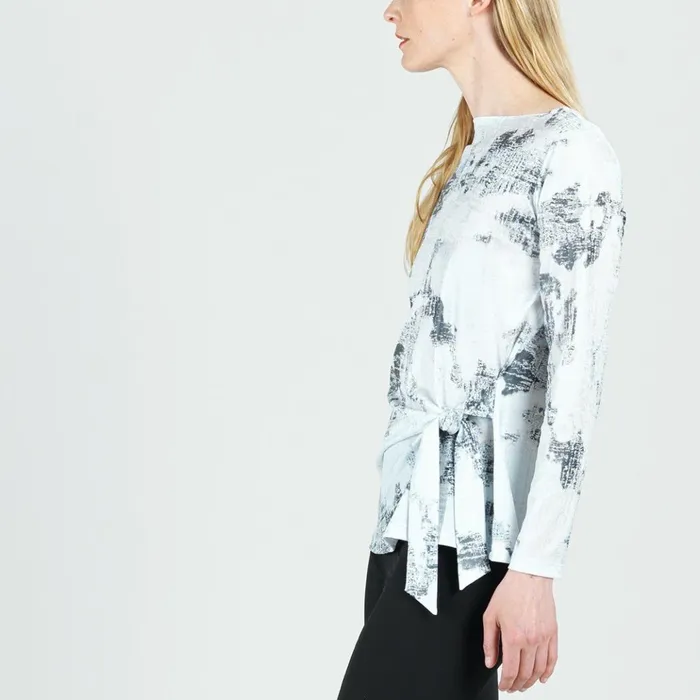 Foil Knit 8211 Side Tie Waist Top 8211 Abstract Marble 8211 Final Sale Women Clara Sunwoo Tops Tunics
