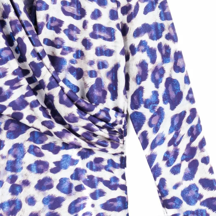 Foil Knit 8211 VNeck Draped Pleat Top 8211 Plum Cheetah 8211 Final Sale Women Clara Sunwoo Tops Tunics