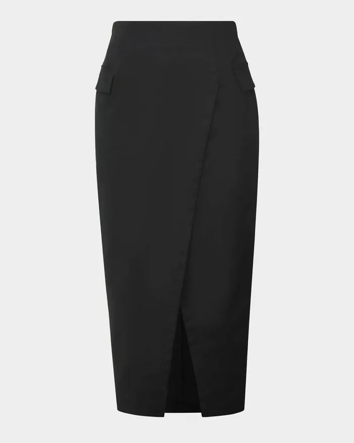 Forcast Abby Asymmetric Tailored Skirt Almondblack Women Midi and Maxi Skirts