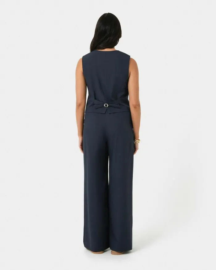 Forcast Abel Elastic Waist Relax Pants Sandnavy Women HighWaisted Pants